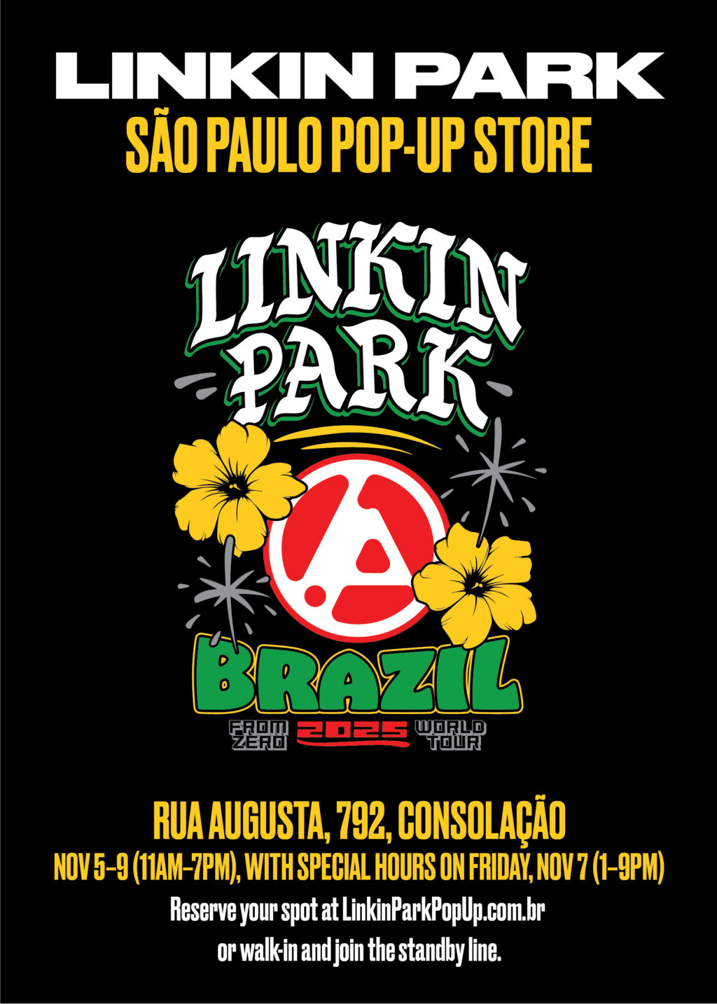 Linkin Park pop-up store em São Paulo - Loja exclusiva © Live Nation